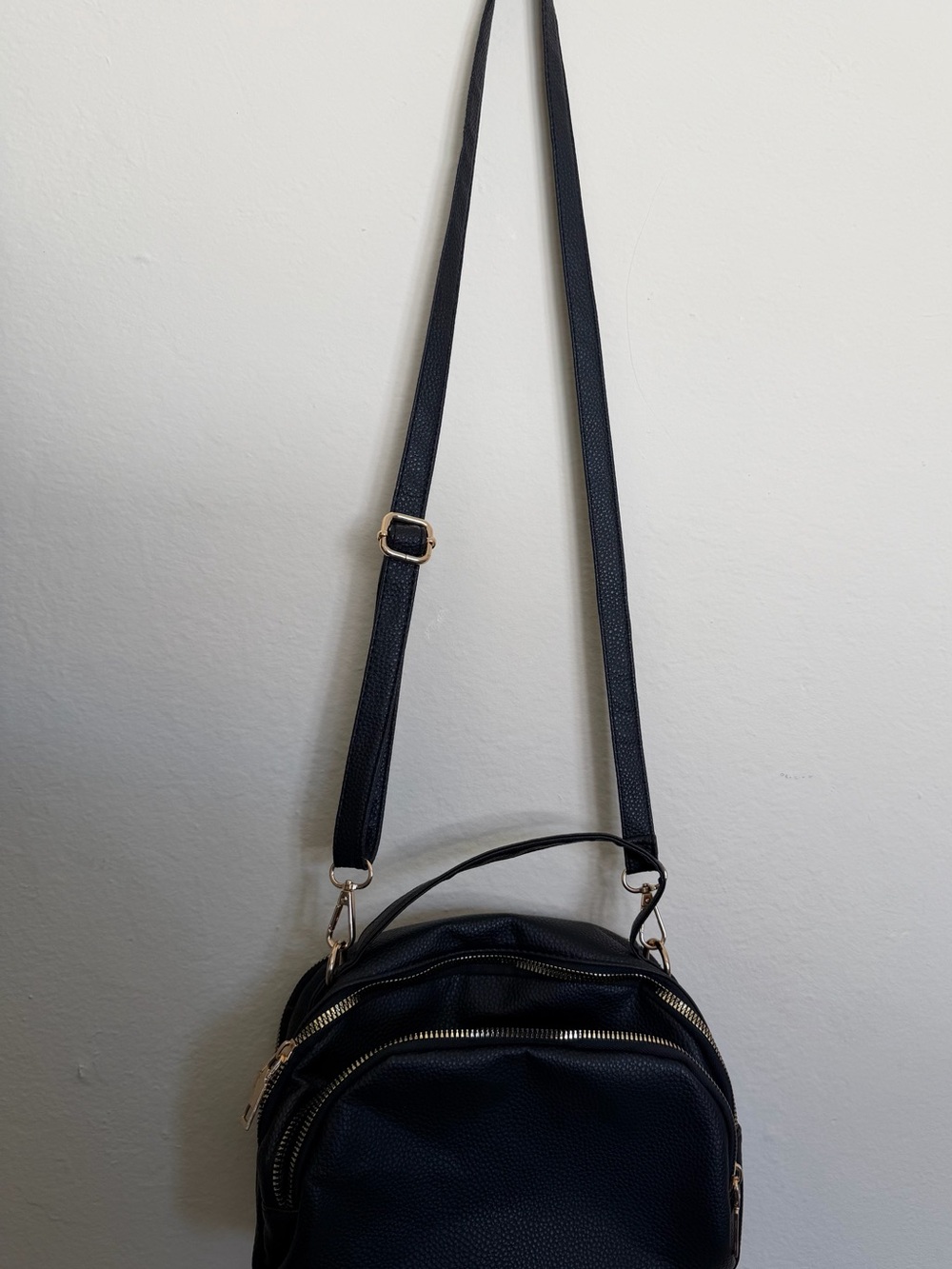Classic Black Crossbody Backpack - Women's Bag